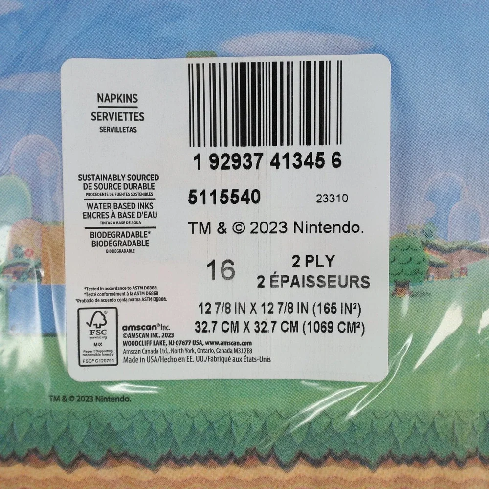 2 Packs Super Mario Nintendo‎ Paper Napkins Party Supplies Birthday Decorations